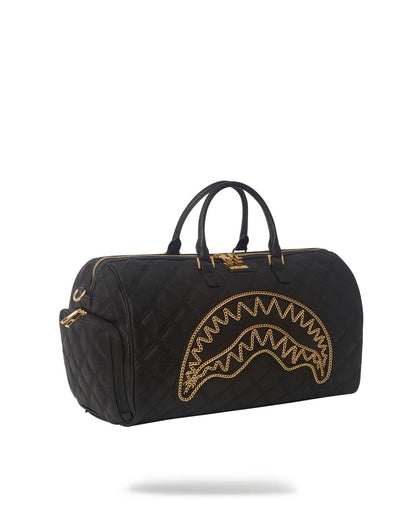 Sprayground Featured | NOIR QUILT GOLD CHAIN SHARK DUFFLE