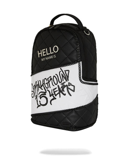 Sprayground Signature | HELLO MY NAME IS 15 YEARS QUILTED BACKPACK (SUPER RARE)