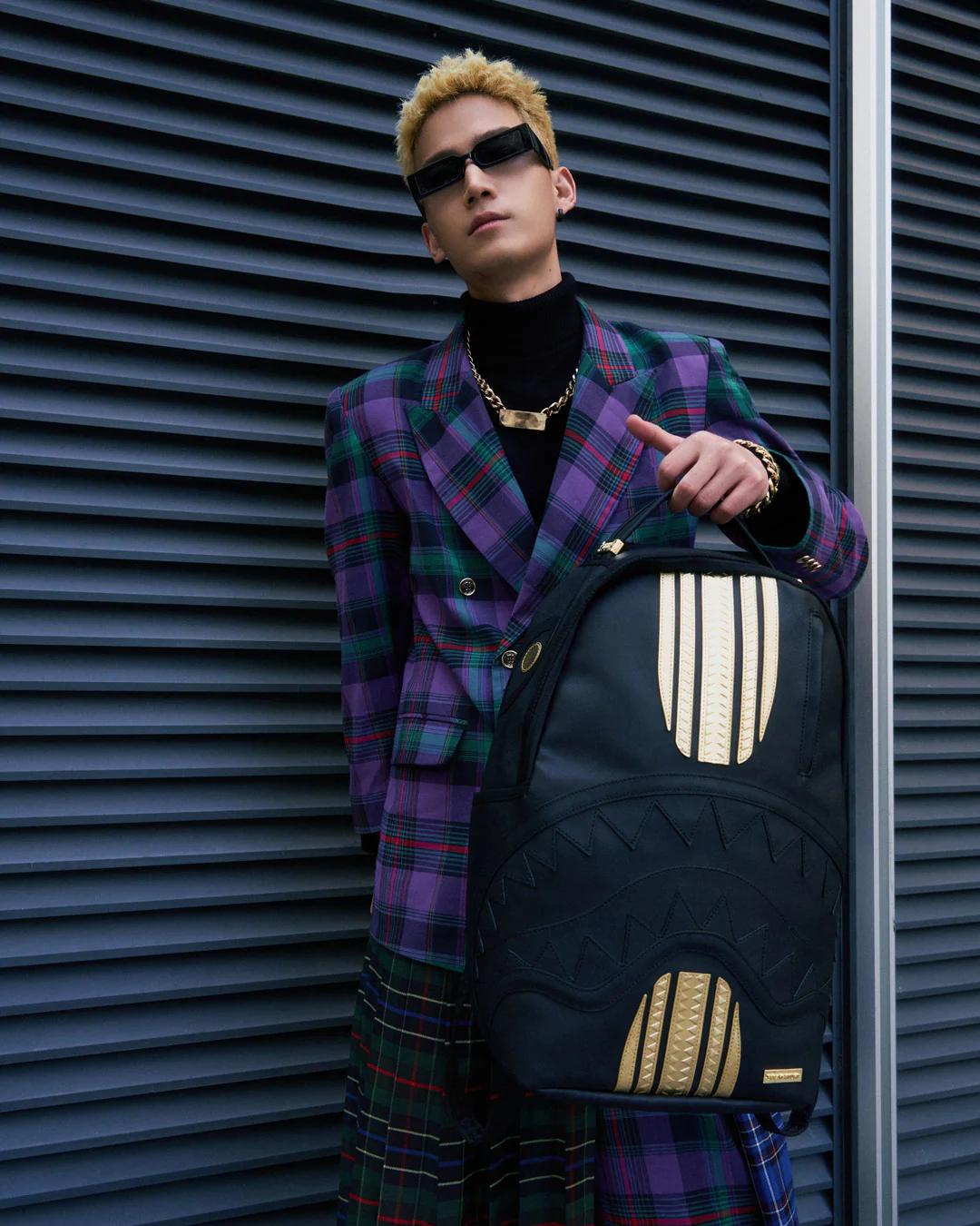 Sprayground Premium | GOLD AND BLACK RACING STRIPES BACKPACK
