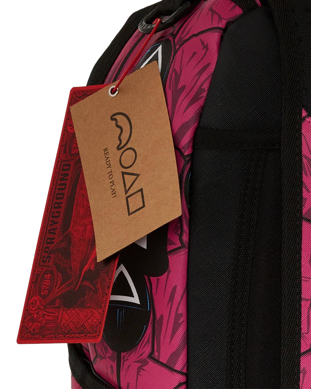 Sprayground Signature | SQUID GAME COLLAB FRONT MAN & PINK GUARD SHARKS BACKPACK